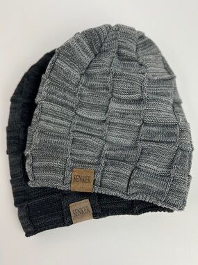 Senker Fashion 2 Pack Slouchy Beanie Hats Lined Gray Black Unisex Adult One Size